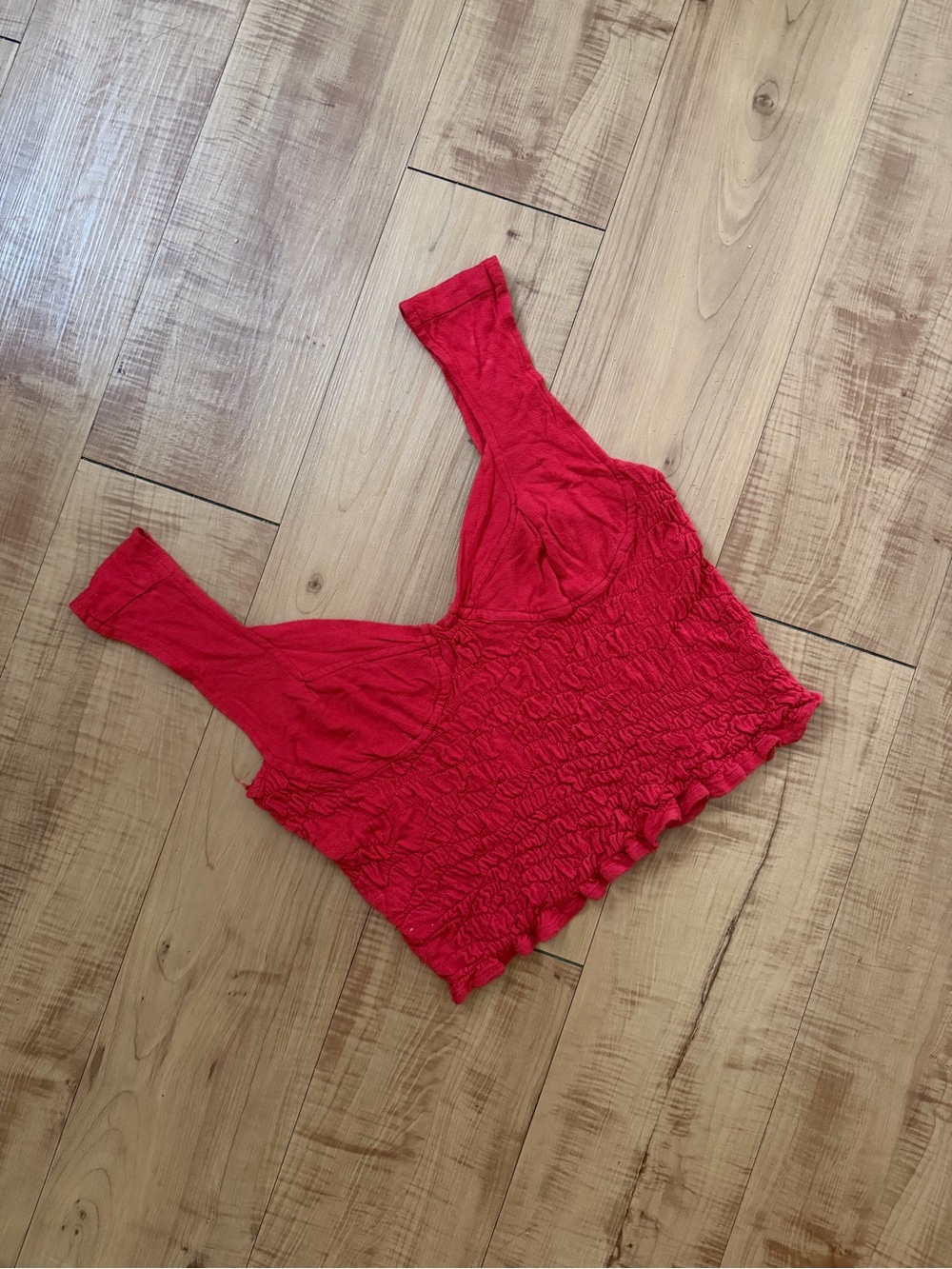 Vintage 90’s Red Smocked Crop Tank Top M/L